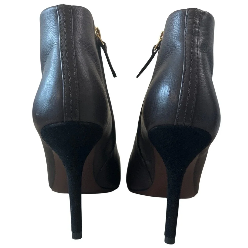 Tory Burch Ward 100mm Two-Tone Leather Suede Ankle Booties Size 9